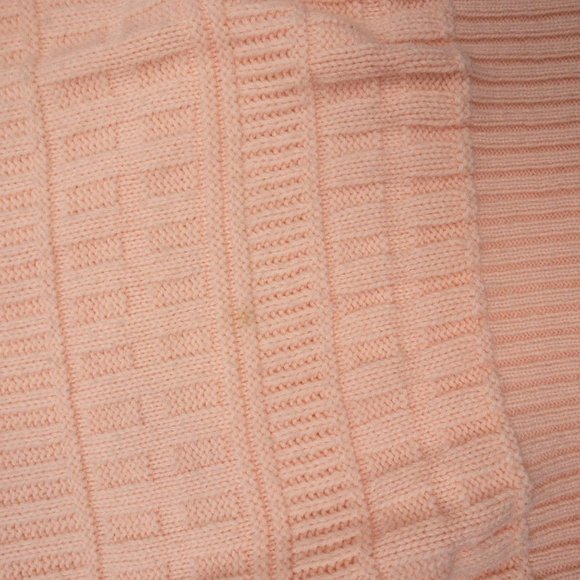 Vintage Atmosphere Ski Sweater 3/4 Zipper V Neck Blush Peach Cable Knit Size M - Picture 2 of 5